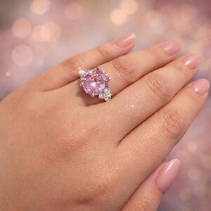 Pink Cubic Zirconia in 925 Silver Ring